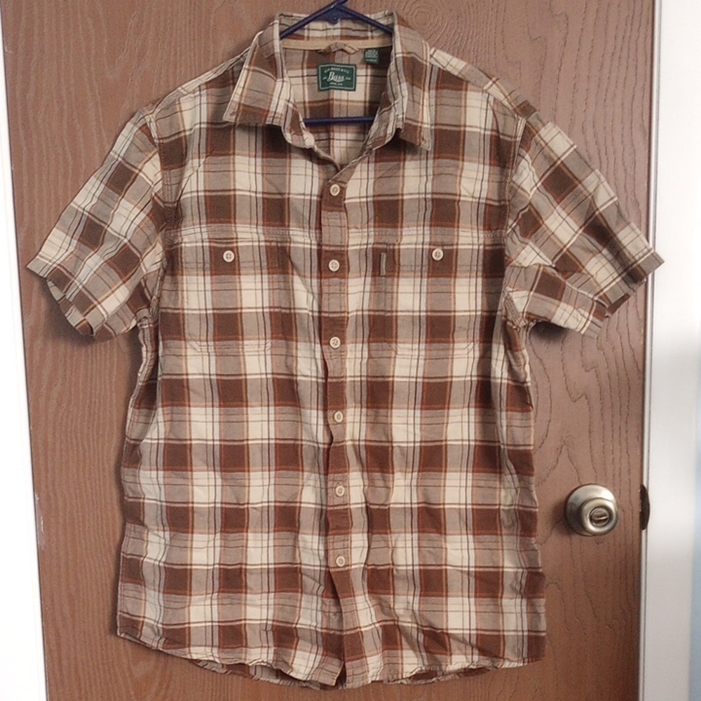 G.H Bass Co Plaid Brown Short Sleeve Shirt Size XL NWOT